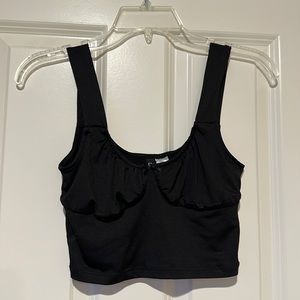 H&M Divided Black Cropped Tank with Bralette Size S